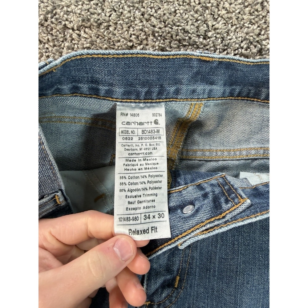 Carhartt Men's Holter Relaxed Fit Jeans Size 34x30 Blue Workwear - Picture 7 of 12